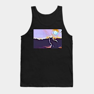 Cat Watching Sunset Cute Tank Top